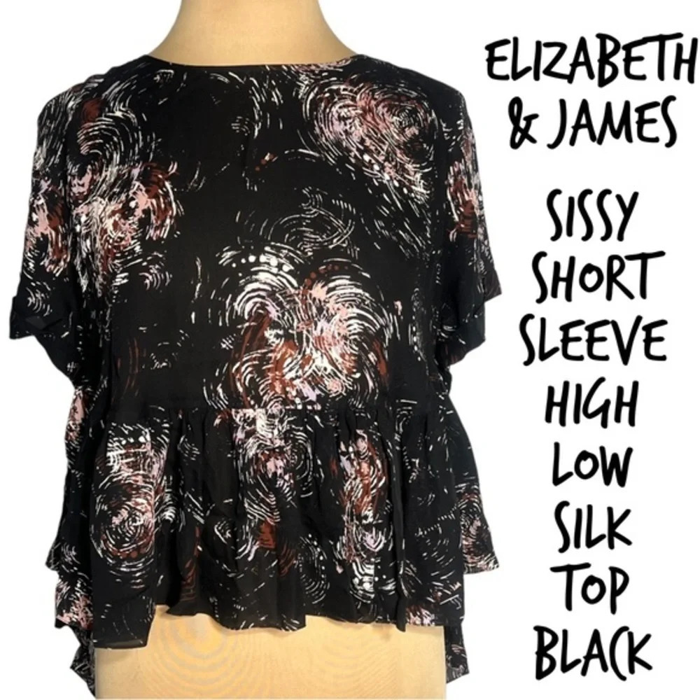 Elizabeth & James size Large
Sissy Short-Sleeve high low silk Top Black - Picture 3 of 9